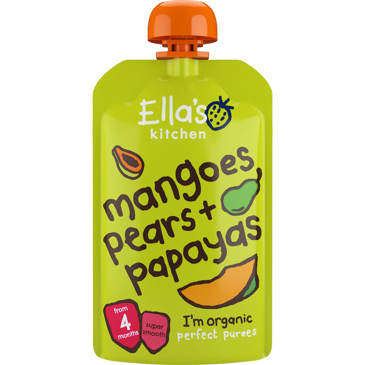Ella's Kitchen organic mangoes pears + papayas 120g.