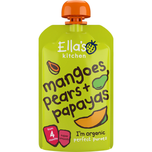 Ella's Kitchen organic mangoes pears + papayas 120g.