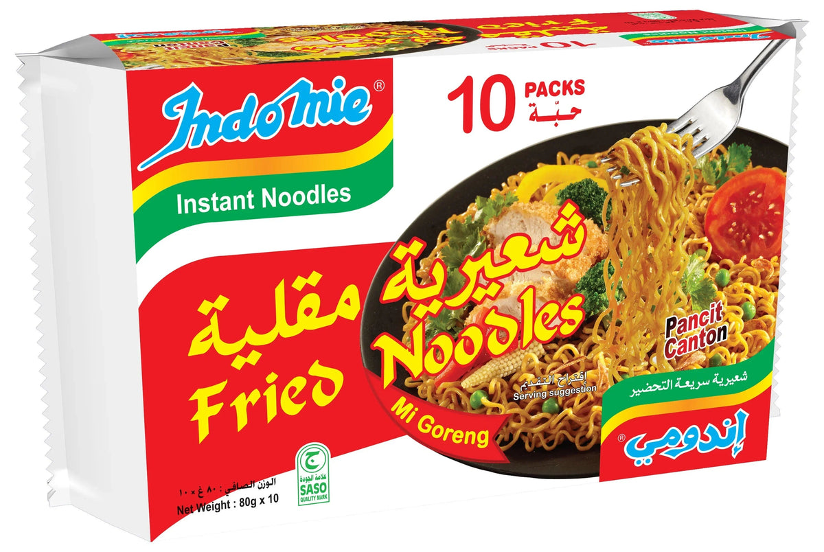 Indomie Instant Fried Noodles with Seasoning Powder and Sauce - 80 g Pack of 10