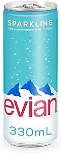 Evian Sparkling Carbonated Natural Mineral Water Can, 330 ml