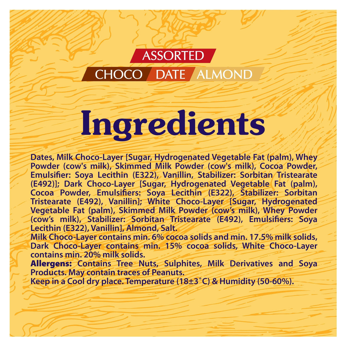 Arabian Delights Assorted Chocodate, Classic Chocolate Coated Bite-Sized Snacks, Stuffed w/ Golden Roasted Almonds, Dates | Snacks & Sweets Pouch - 90g
