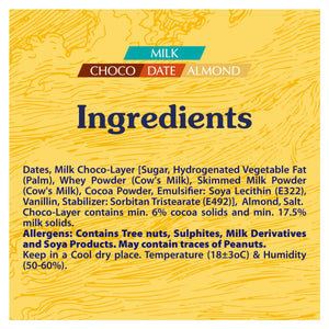 Arabian Delights Milk Chocodate, Classic Chocolate Coated Bite-Sized Snacks, Stuffed w/ Golden Roasted Almonds, Dates | Snacks & Sweets Pouch - 230g