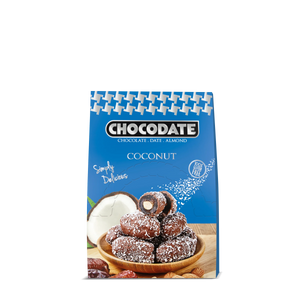 Chocodate Coconut  | Exquisite Bite Sized Delicacy | Handmade Treat - Rich Silky Chocolate - Velvety Arabian Date - Golden Roasted Almond - 33gm
