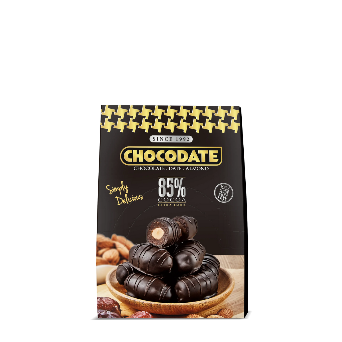 Chocodate Extra Dark – Chocolate-Coated Dates with Roasted Almonds - 250Gm