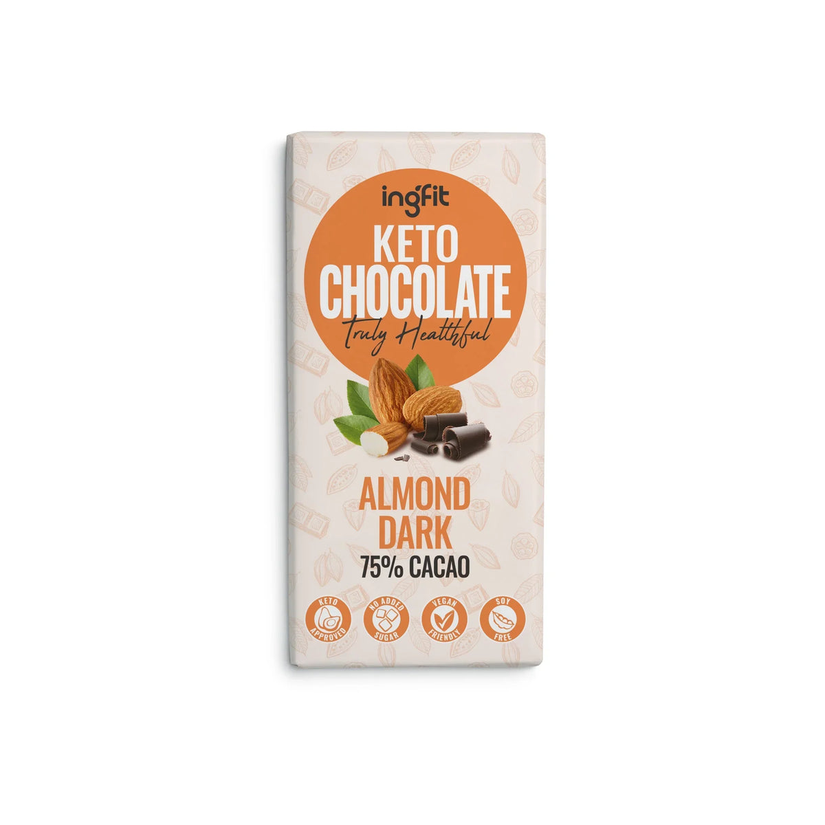 Ingfit Premium Sugar Free Dark Chocolate with Almonds | Welaza