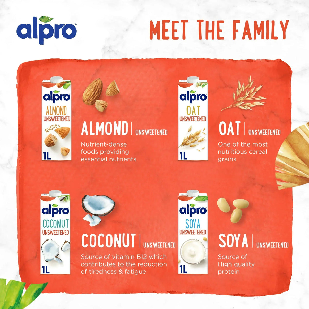 Alpro Soya Unsweetened - Case of 12 (12 x 1L)