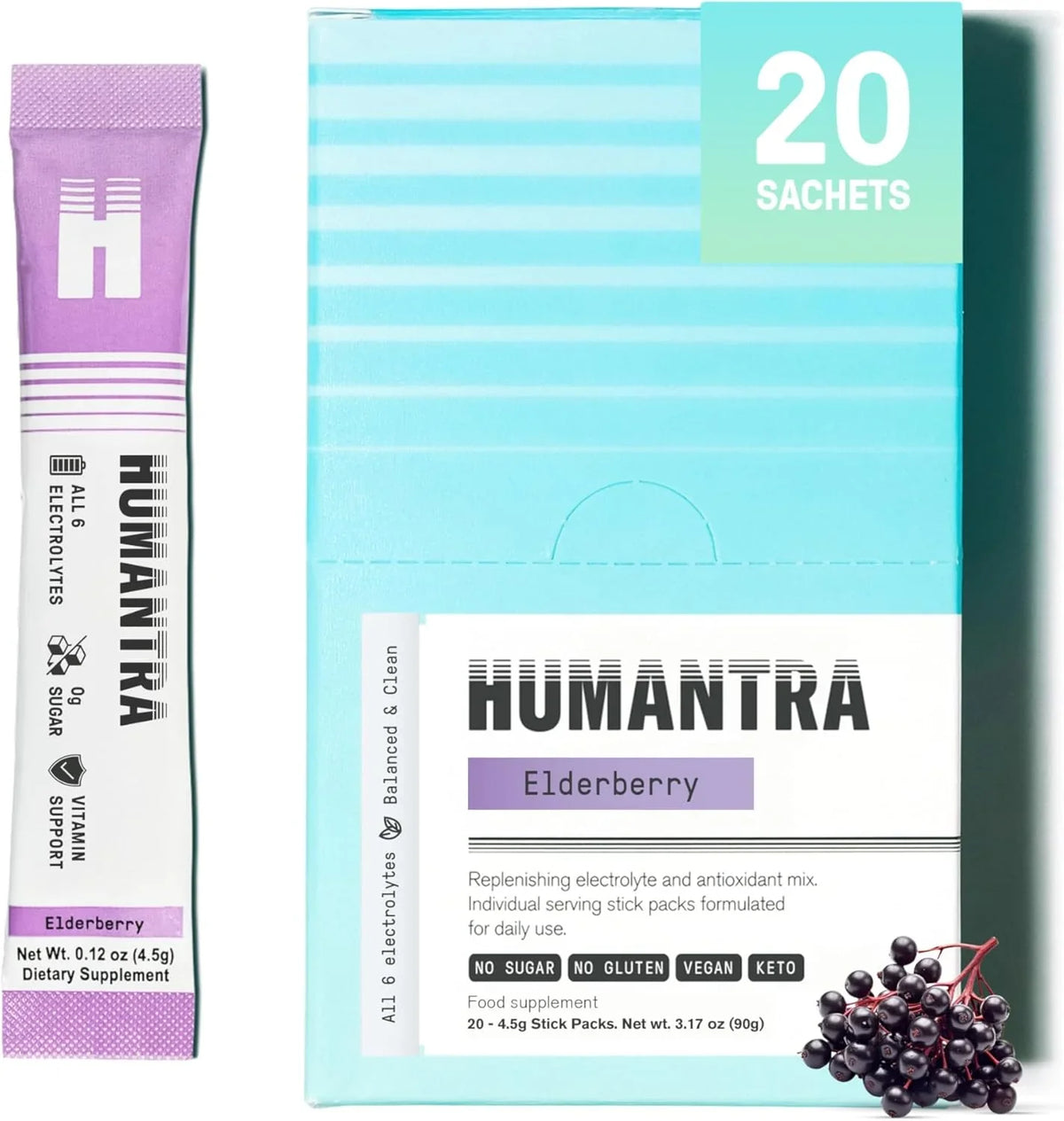 Humantra Assorted Electrolyte Hydration Pack – Zero Sugar, 20 Servings, 72g Each (100 count, 5 Pack Bundle All Flavors)