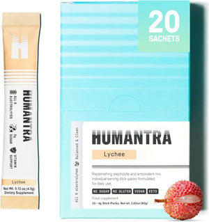 Humantra 3 Flavors Bundle Apricot, Berry Pomegranate, Lychee Electrolyte Hydration Pack – Zero Sugar, 20 Servings, 72g Each 6