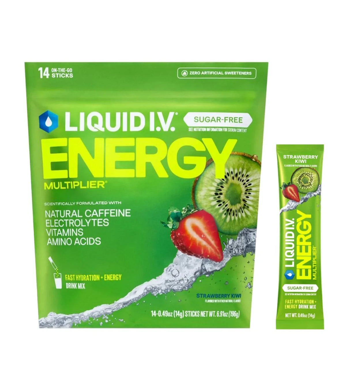 Liquid I.V. Energy Multiplier Sugar-Free Electrolyte Powder Variety Pack, Blackberry Lemonade and Strawberry Kiwi - 364g (26