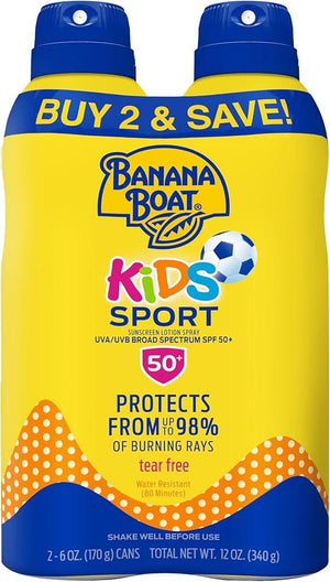 Banana Boat Sport Kids Sunscreen Spray SPF 50, Twin Pack