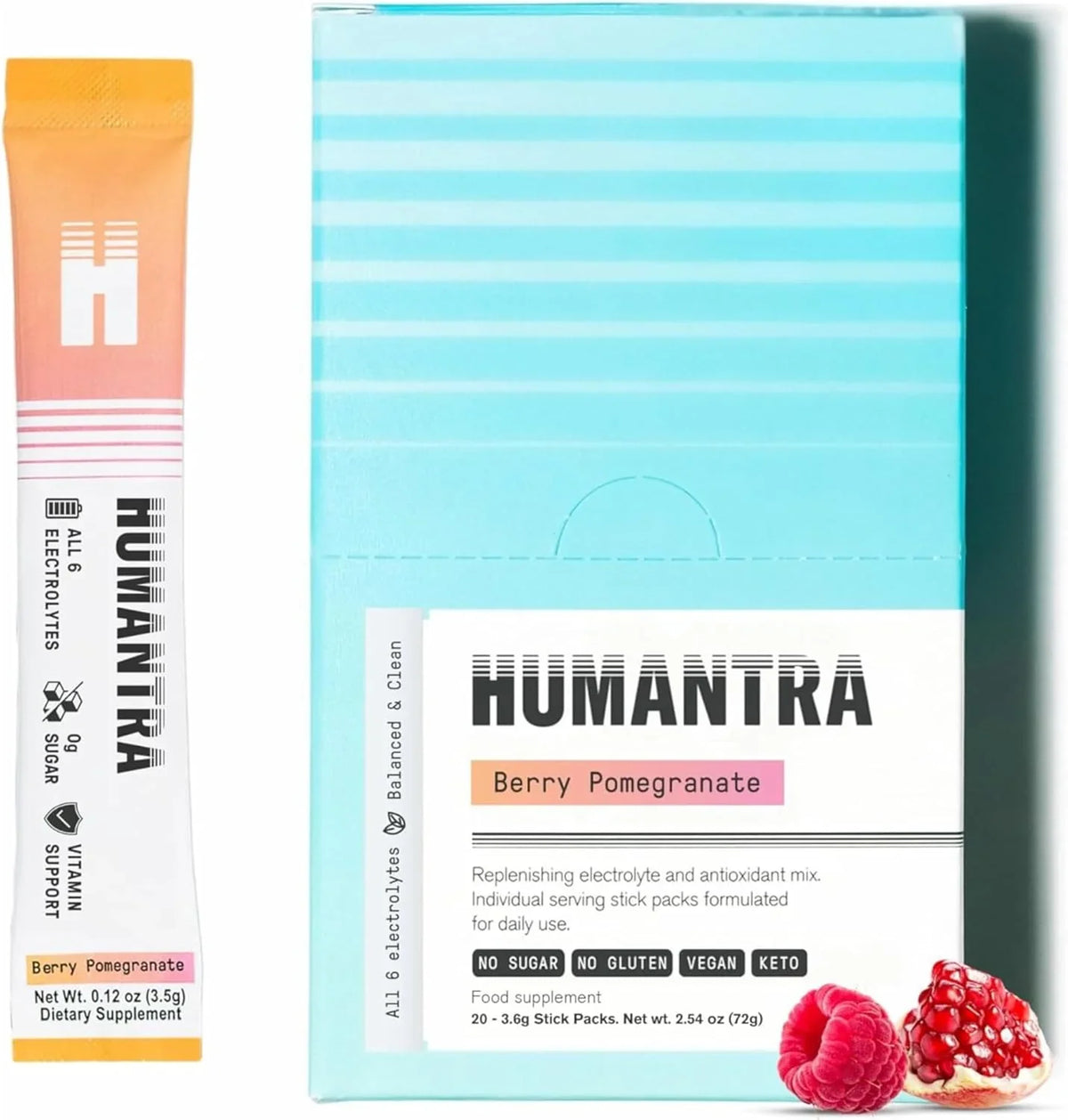Humantra Assorted Electrolyte Hydration Pack – Zero Sugar, 20 Servings, 72g Each (100 count, 5 Pack Bundle All Flavors)