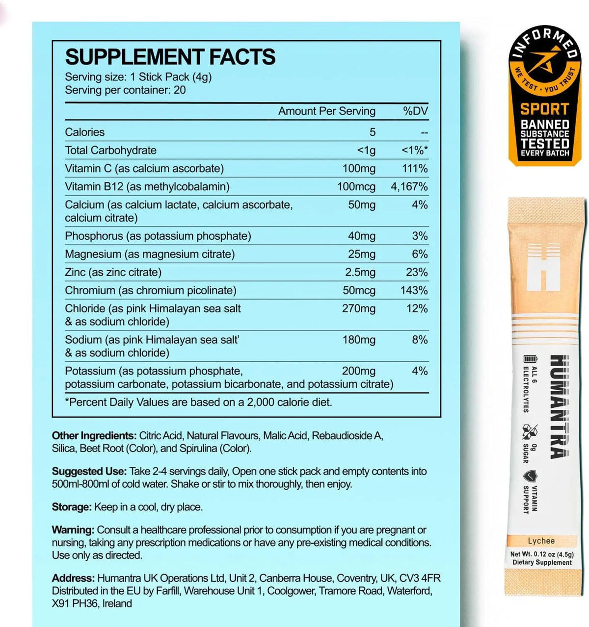 Humantra 3 Flavors Bundle Apricot, Berry Pomegranate, Lychee Electrolyte Hydration Pack – Zero Sugar, 20 Servings, 72g Each 6
