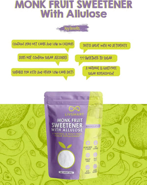 Liv Smart Monk Fruit Sweetener With Allulose 250g