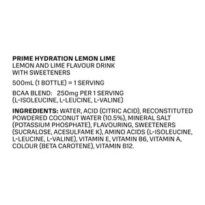 Prime Lemon Lime Hydration Drink - 500ml Pack of 12