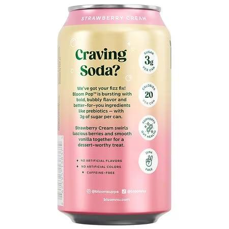 Bloom Pop Strawberry Cream Prebiotic Soda 355ml
