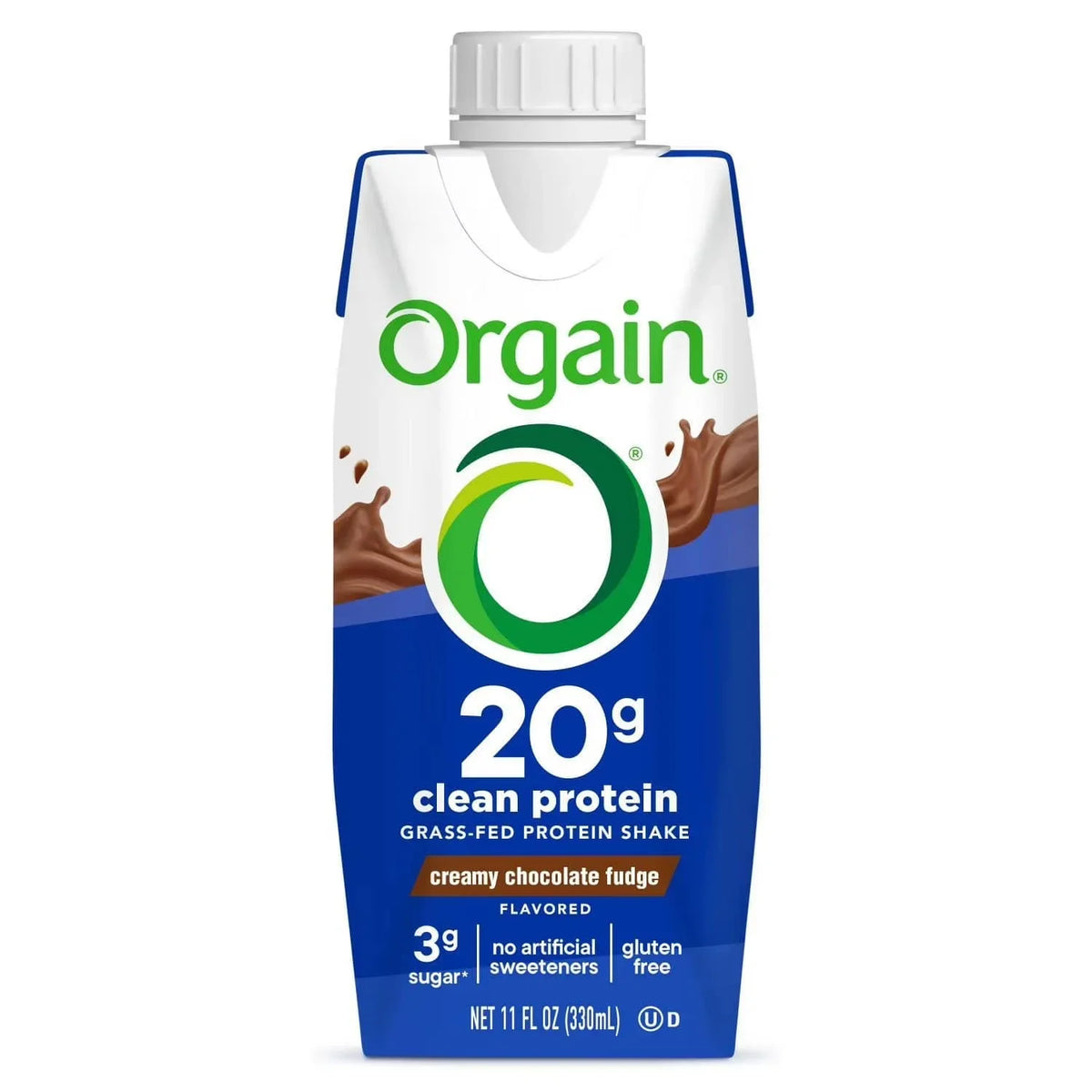 Orgain 20g Clean Protein Grass Fed Shake, Creamy Chocolate Fudge 330ml | Welaza
