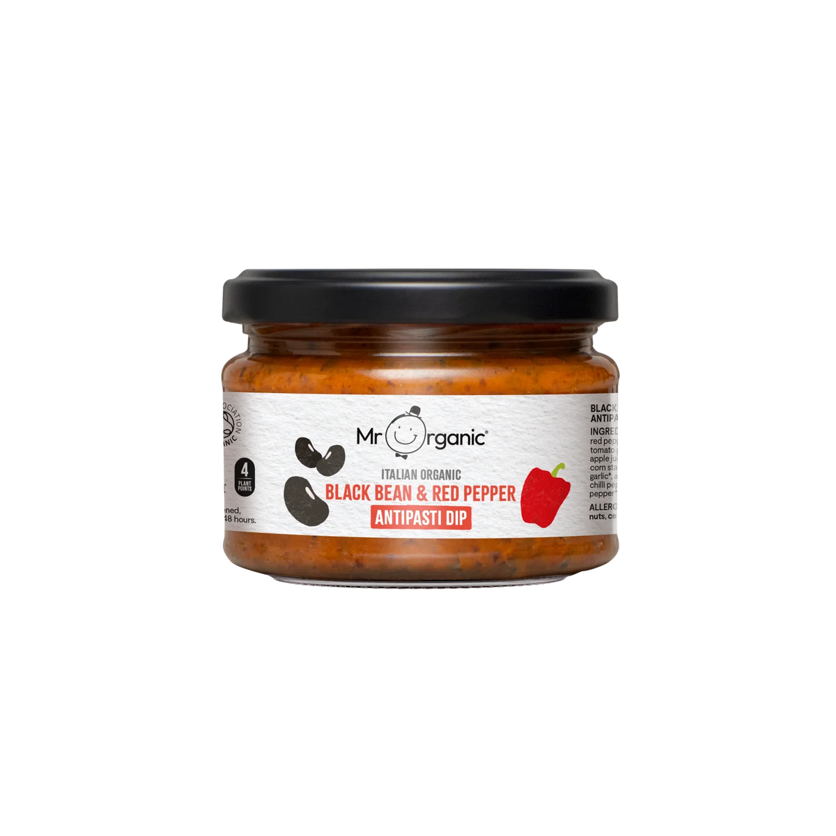 Mr Organic Black Bean & Red Pepper Antipasti Dip 230g