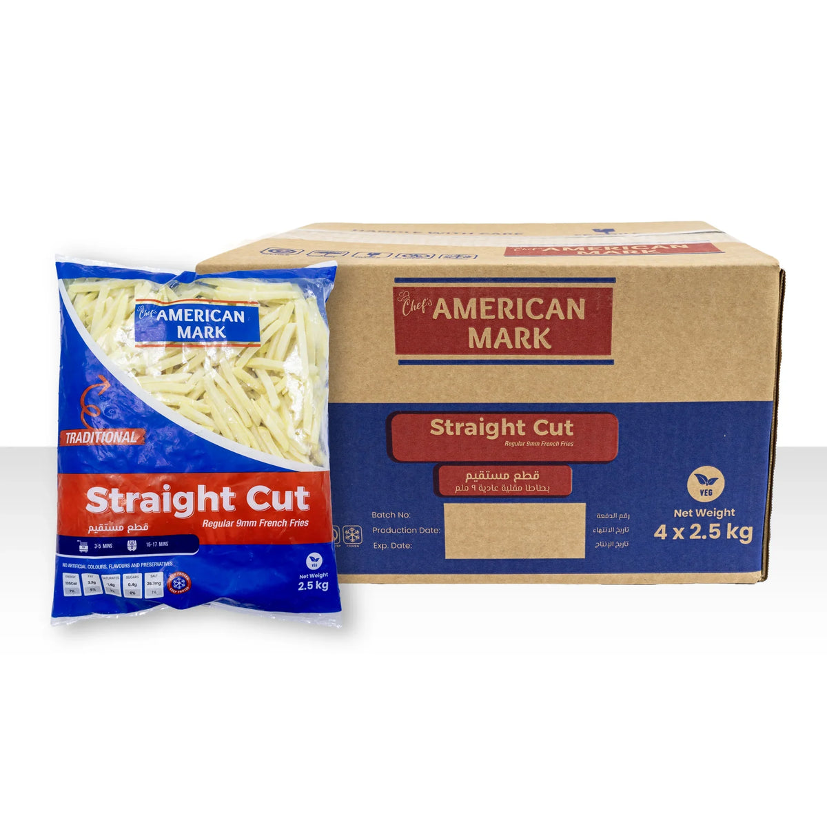 American Mark straight cut fries 9 mm 2.5 kg bag