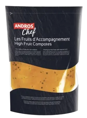 Andros Chef Frozen Passion Fruit Seeds High Fruit Compote Pouch 1kg