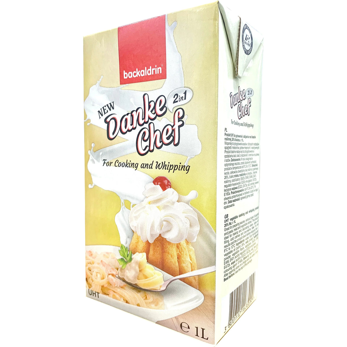 Backaldrin Danke Chef for Whipping Cooking Cream (No Sugar) 1ltr,  For Creams & Custards.