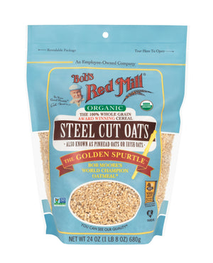 Bob's Red Mill Organic Steel Cut Oats, 100% Whole Grain, Irish Oats, The Golden Spurtle, Non-GMO, 680gm