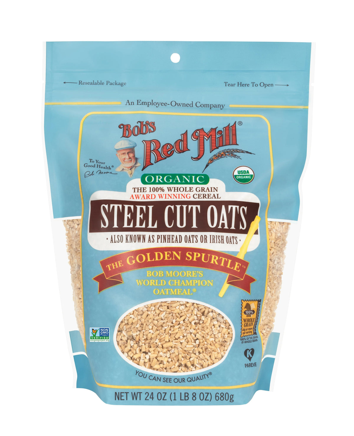 Bob's Red Mill Organic Steel Cut Oats, 100% Whole Grain, Irish Oats, The Golden Spurtle, Non-GMO, 680gm