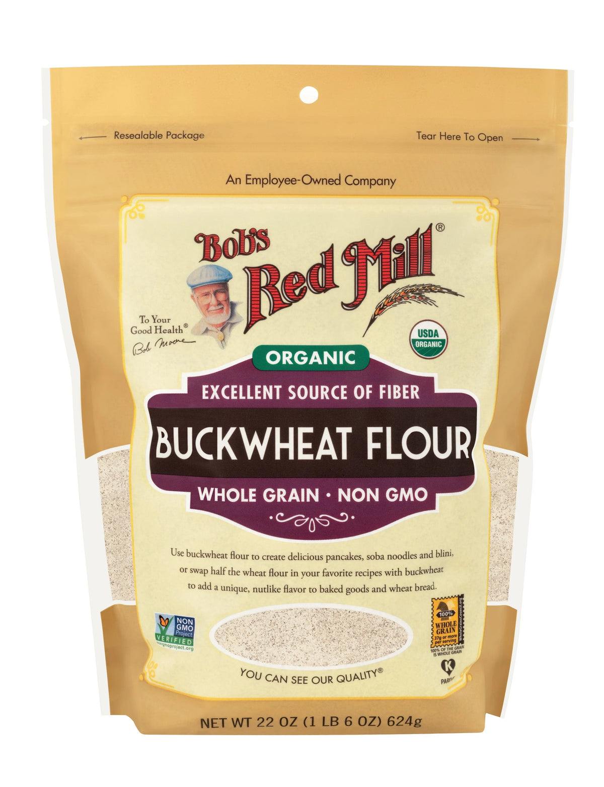Bob's Red Mill Organic Whole Grain Buckwheat Flour, Non-GMO, 624gm