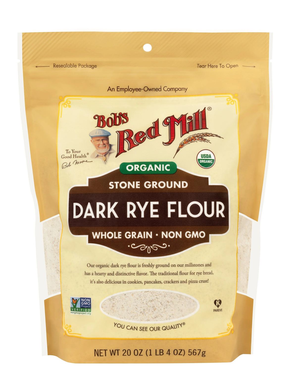 Bob's Red Mill Organic Whole Grain Dark Rye Flour, Non-GMO 567gm