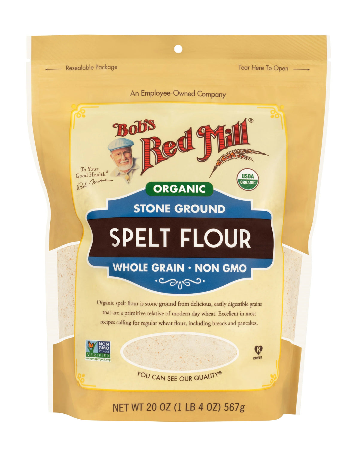 Bob's Red Mill Organic Whole Grain Spelt Flour, Non-GMO 567gm
