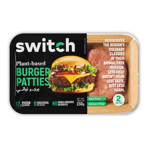Switch Vegan Burger Patties , 100% Plant-Based, GMO-Free, Cholesterol-Free, Soy-Free, Gluten-Free Halal