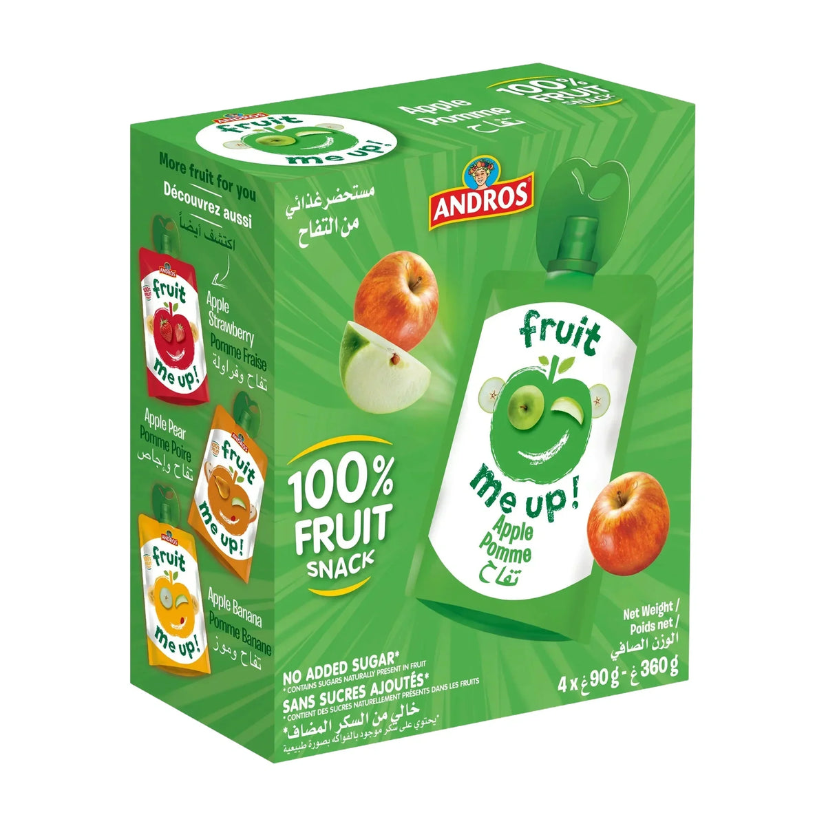 Fruit Me Up Apple Fruit Pouches, 4 × 90 g