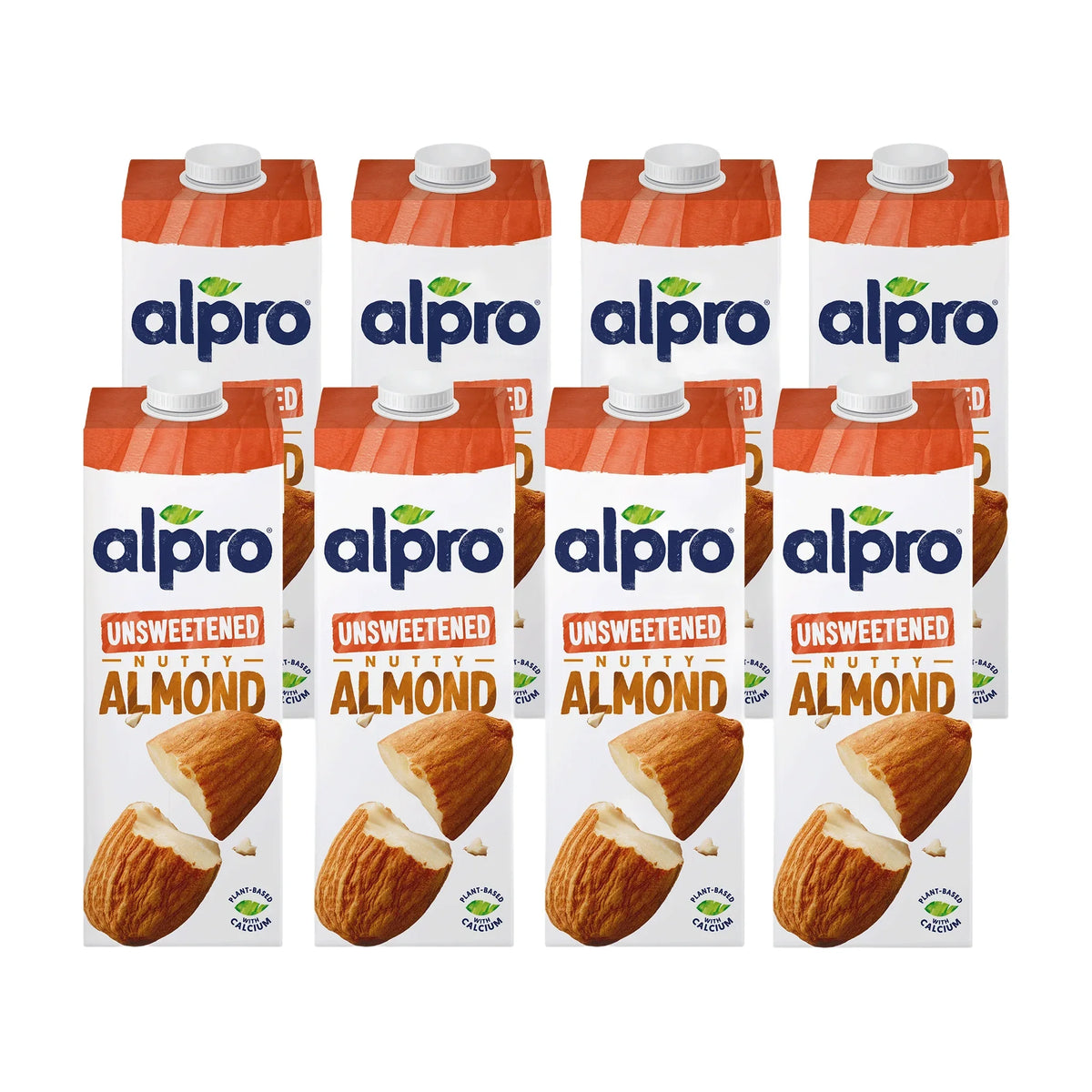 Alpro Unsweetened Almond Drink, 8 × 1 L