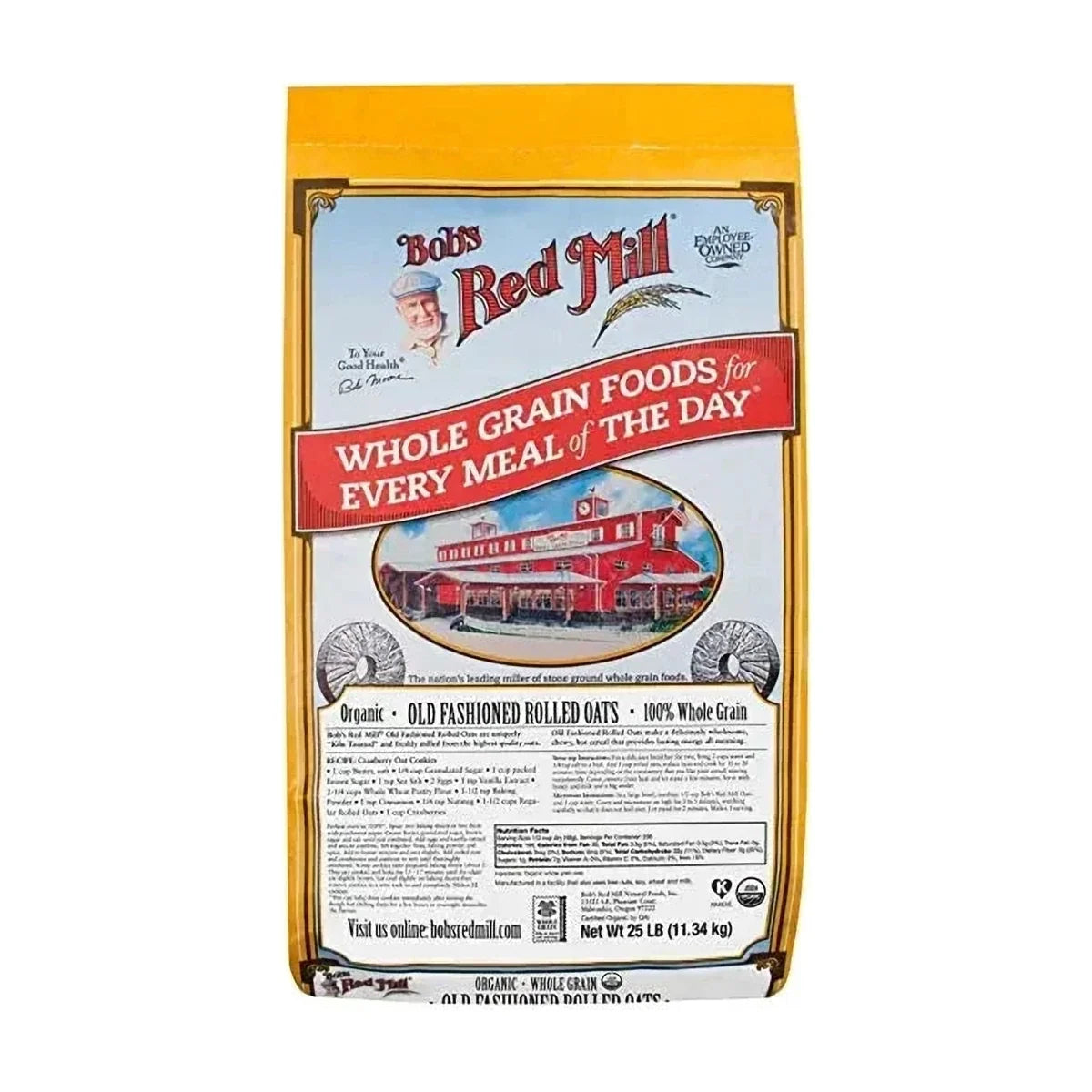 Bob's Red Mill Organic Old Fashioned Rolled Oats, Whole Grain, Non-GMO - 11.34Kg