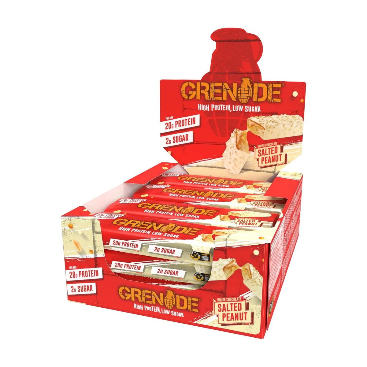 Grenade White Chocolate Salted Peanut Bars, 12 × 60 g