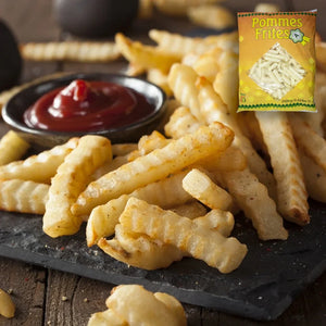 JPB crinkle cut fries in a 2.5 kg frozen bag