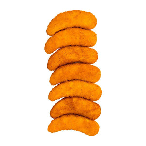 Crispy breaded plant-based nuggets arranged on white background, WELAZA UAE
