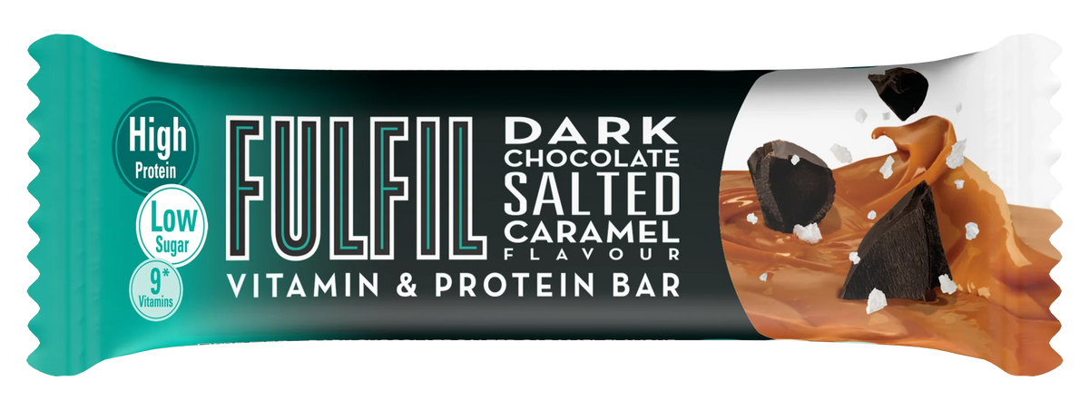 Fulfil Dark Chocolate Salted Caramel Flavour - Vitamin & Protein Bar, Low Sugar, High Protein, 150 Calories With 9 Vitamins - 55G 15 x 55G