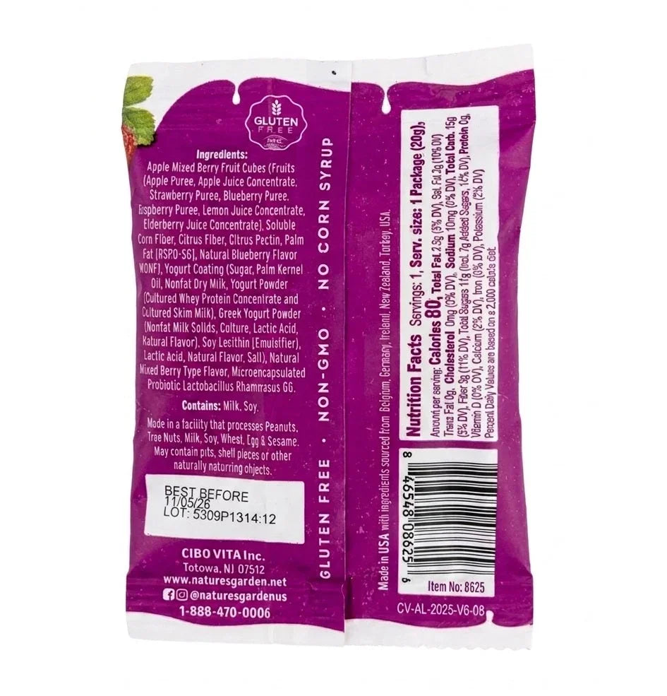 Nature's Garden Probiotic Mixed Berry Yoggies - 20g
