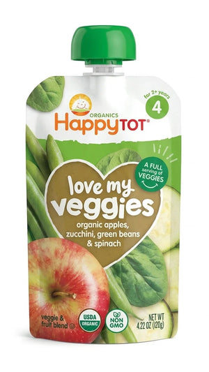 HappyTOT Organics Love My Veggies Apples, Zucchini, Green Beans & Spinach Pouch 120g
