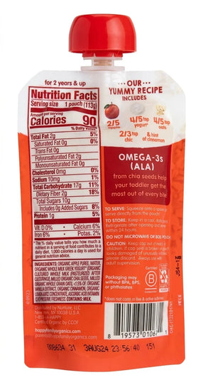 HappyTOT Organics Super Morning Apples, Cinnamon, Yogurt, Oats & Chia Pouch 113g - View 2 | Welaza