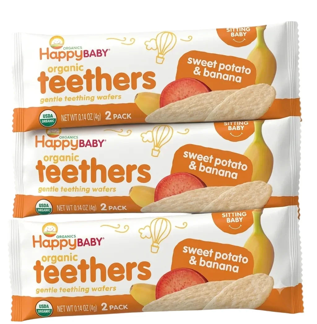 HappyBABY Organic Teethers 4g, Sweet Potato & Banana - Pack of 12