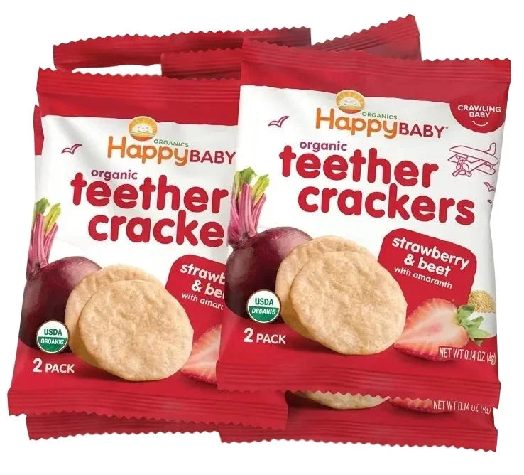 HappyBABY Organic Teethers 4g, Strawberry & Beet - Pack of 12