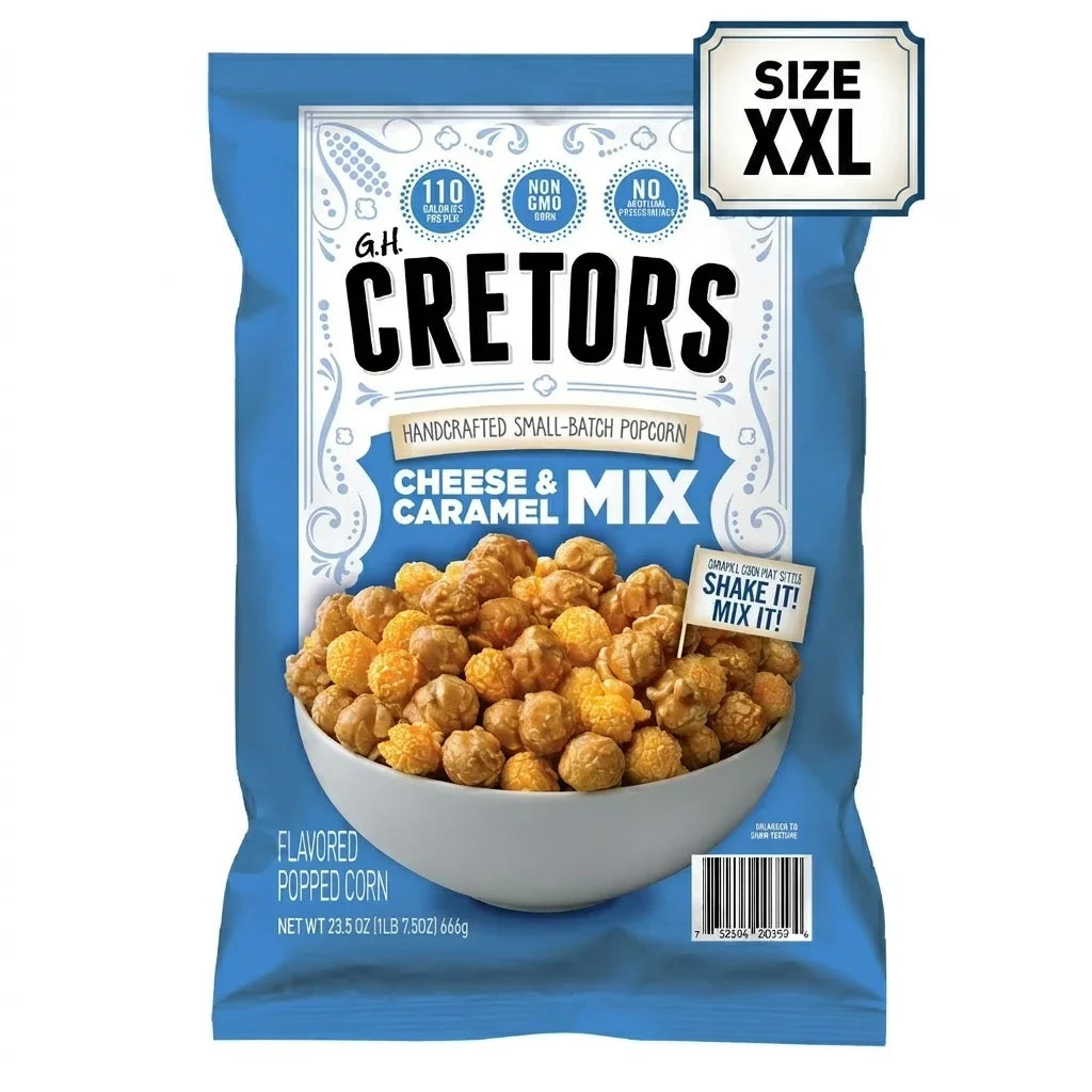 CRETORS Cheese & Caramel Flavored Popcorn Mix, 666g | Welaza