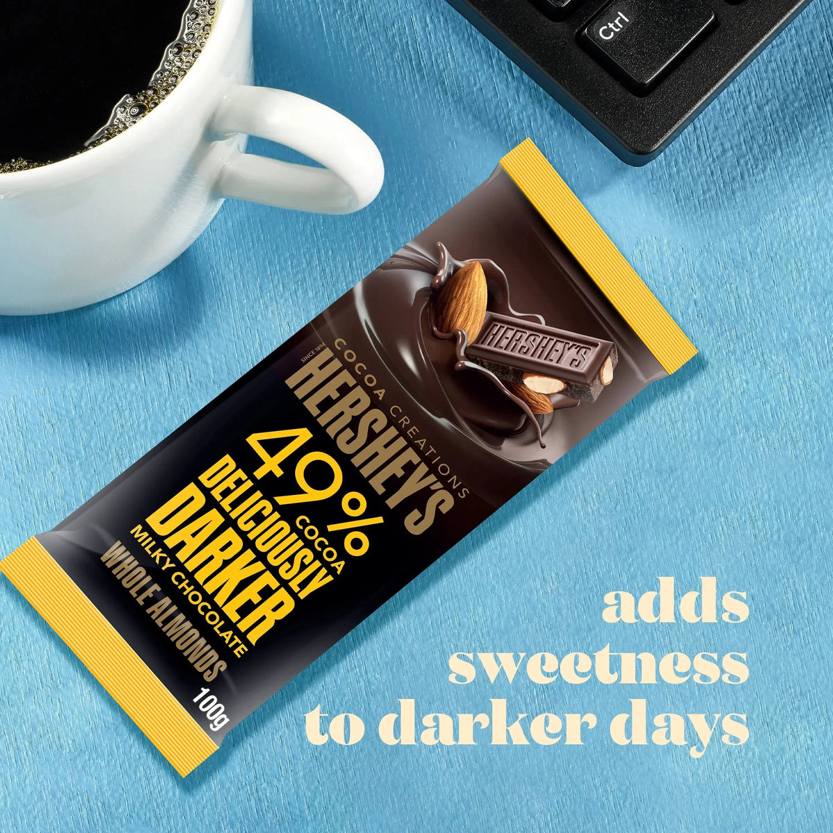 Hershey's 49% Darker Milk Chocolate with Almond Bar - 100gm