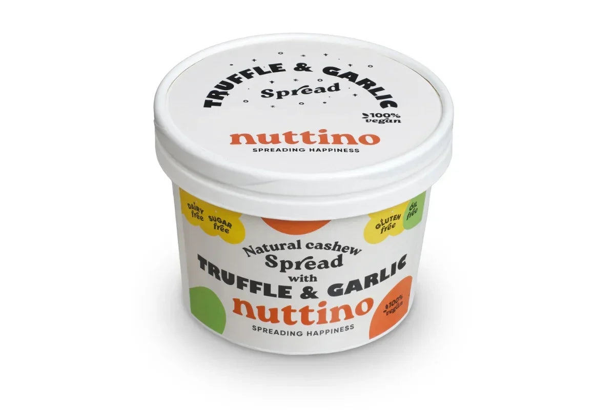 Nuttino vegan cashew truffle garlic spread tub, dairy free, gluten free, from WELAZA UAE