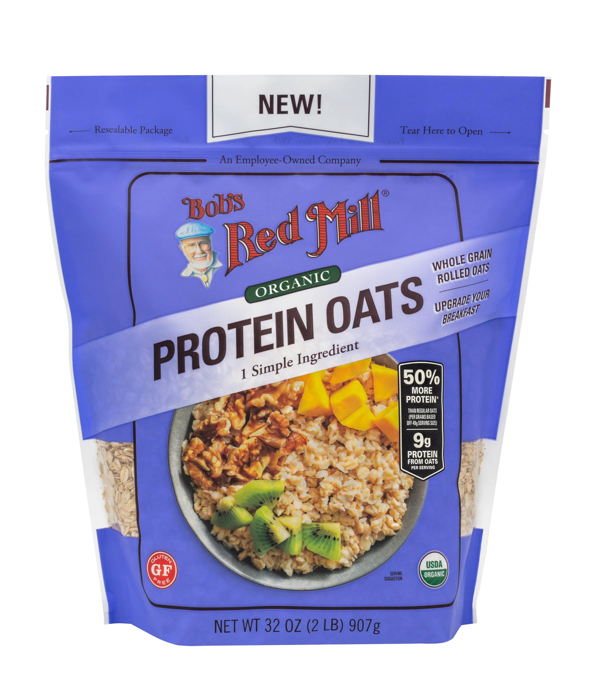 Bob's Red Mill Organic Protein Oats, Whole Grain, Gluten Free 907gm