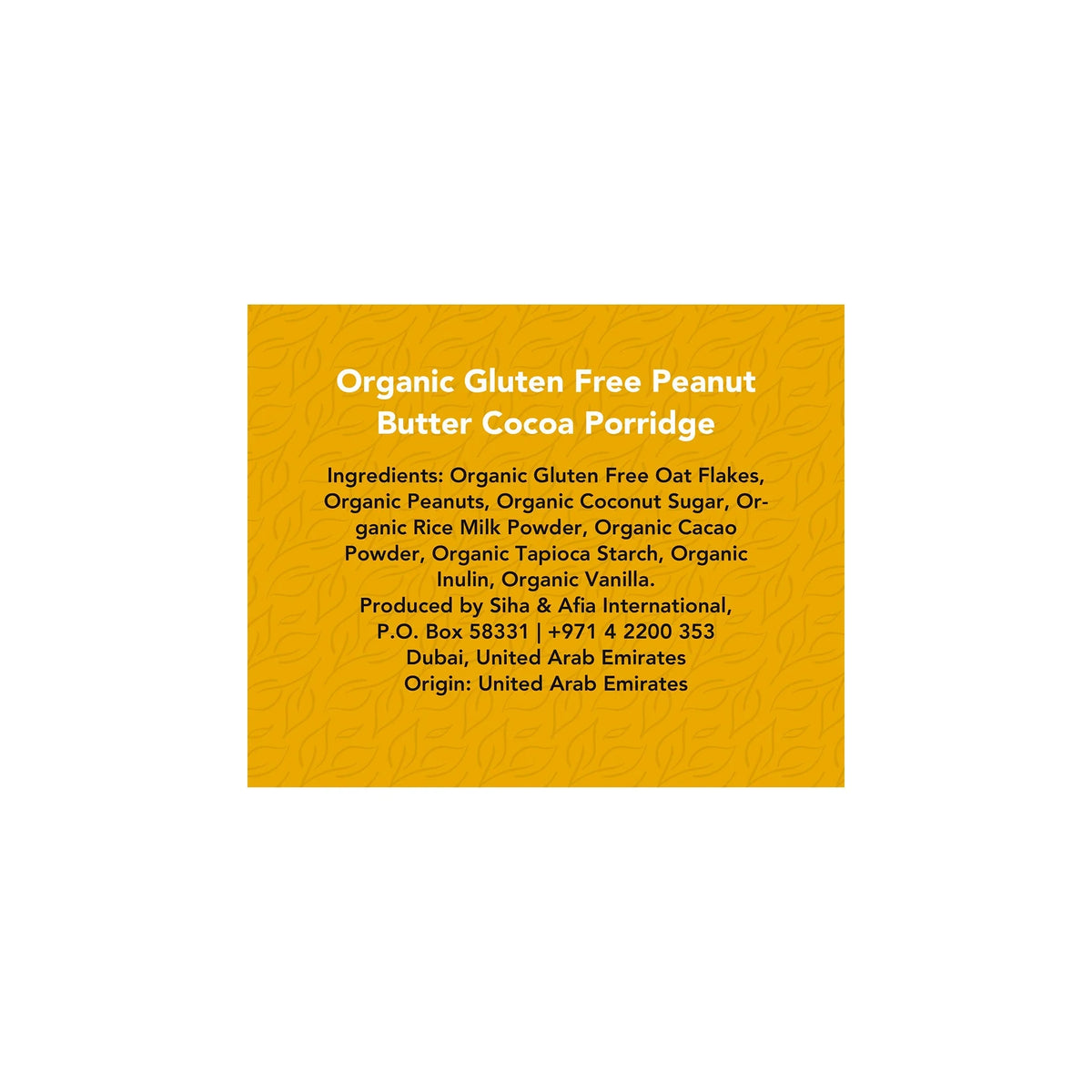 Meadows Organic Peanut Butter Cocoa Porridge