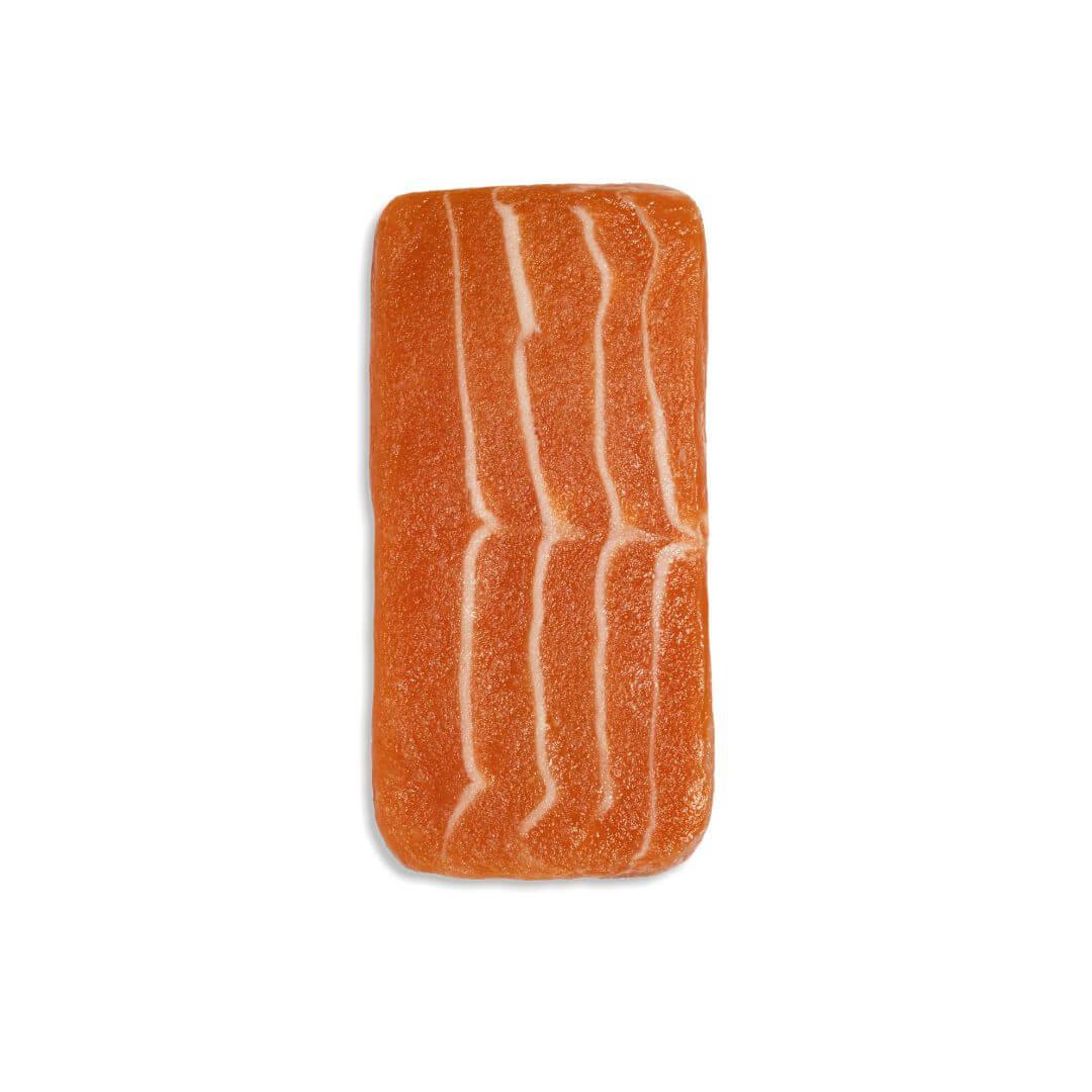 Plant-based salmon sashimi block on white background from WELAZA UAE food store