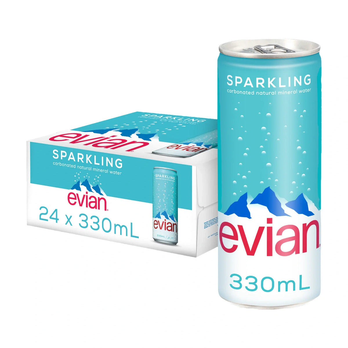 Evian Sparkling Mineral Water Cans 24 × 330 ml