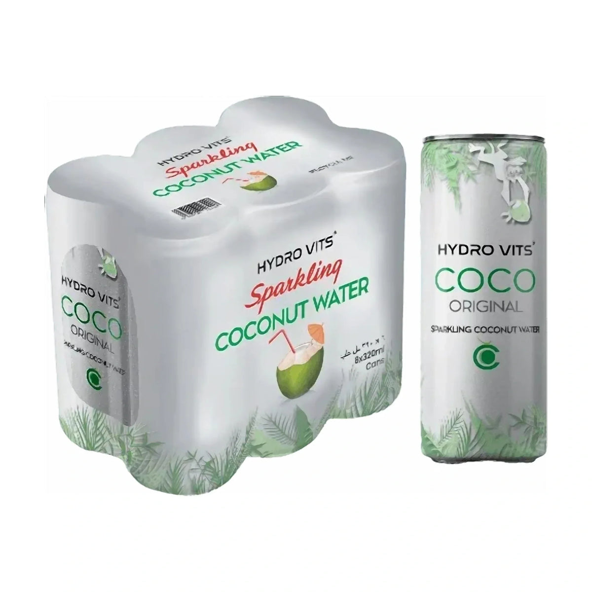 Hydro Vits Sparkling Coconut Water, 6 × 320 ml